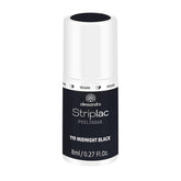 UV lak na nehty alessandro Striplac Midnight Black – Jemný a dlouhotrvající – Snadné odstranění díky odlupovací technologii – Veganský a bez krutosti – 8 ml