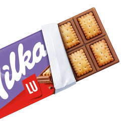 Milka LU – Čokoláda z alpského mléka s křupavými LU sušenkami – 87g