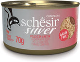 Silver, Pui cu Mousse de Rață și Fileuri, Hrană Umedă Completă pentru Pisici Senior, Fără Cereale, Suport Imunitar, Sursă de Umiditate, 12 x 70g