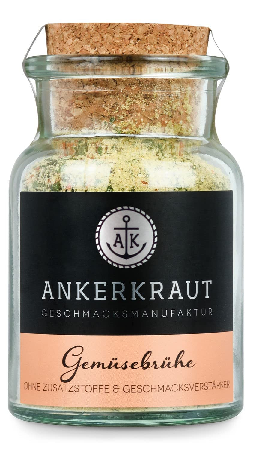 Ankerkraut Gemüsebrühe, ohne Gemsckverstärker, ohne Zucker, 90 g v korkovém skle, Mischung würzender Ingredient für Brühe