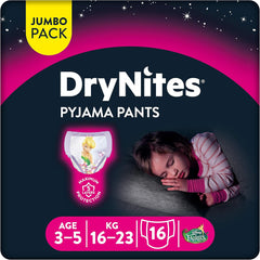 Noční prádlo Huggies DryNites pro dívky, 3-5 let (16-23 kg), 2 x 16 kusů