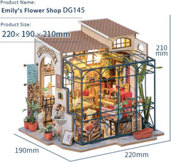 Robotime DG145 Rolife Miniaturní domeček pro panenky Emily's Flower Shop Vyrobeno ze dřeva, kovu, látky a kartonu, Rozměry: 22 X 15 X 17 cm, Domky pro panenky Naty Shop