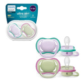 Suzete Philips AVENT ultra air – Suzete ușoare și respirabile pentru bebeluși cu vârsta cuprinsă între 0 și 6 luni, fără BPA, cu recipient de transport ca sterilizator, pachet de 2, model SCF085/24