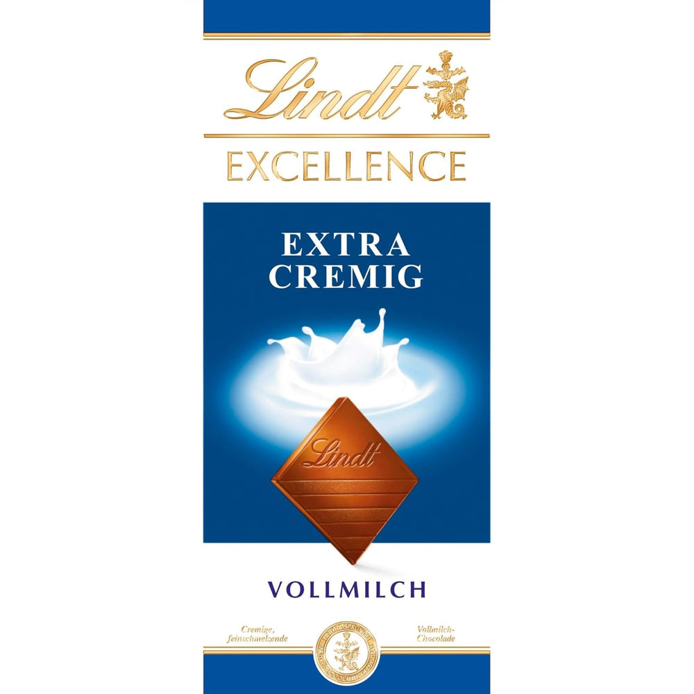Extra krémová mléčná čokoláda Lindt EXCELLENCE | Tyčinka 100g | Jemná prémiová mléčná čokoláda se smetanovou, mléčnou příchutí | Intenzivní a perzistentní aroma | Čokoládový dárek