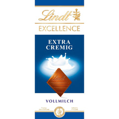 Extra krémová mléčná čokoláda Lindt EXCELLENCE | Tyčinka 100g | Jemná prémiová mléčná čokoláda se smetanovou, mléčnou příchutí | Intenzivní a perzistentní aroma | Čokoládový dárek