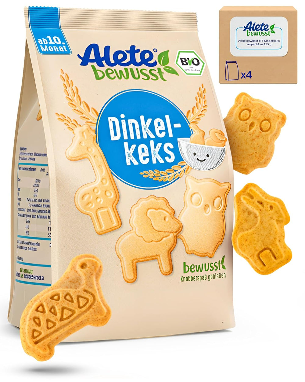 Alete Organic Crunchy Biscuits with Alac (4 x 125g) - Křupavé Alac sušenky pro kojence, bez palmového oleje, od 10 měsíců