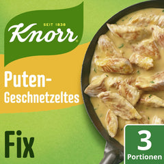 Knorr Fix Puten-Geschnetzeltes für ein leckeres Fleischgericht ohne geschmacksverstärkende Zusatzstoffe 3 Porce