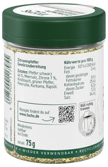 Fuchs Gewürze - Citronenpfeffer Gewürz - Gewürzzubereitung für Lachs, Zander und Kabeljau - přírodní složky - 75 g v wiederverwendbarer, recyclebarer Dávka