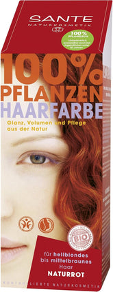 SANTE Natural Cosmetics Plant Hair Colour Powder, Natural Red, 100 g (1 pachet) Vopsea pentru par Naty Shop Roșu natural 100 G (1 pachet)