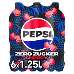 Pepsi Zero Sugar Cherry, Nealkoholický nápoj bez cukru, kofeinová cola s třešňovou příchutí v láhvi, sada 6 x 1,25 litru Naty Shop