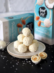 Kokosové pralinky bez cukru s mandlemi, feel FIT, bez přidaného cukru, 17 % bílkovin, 63 g