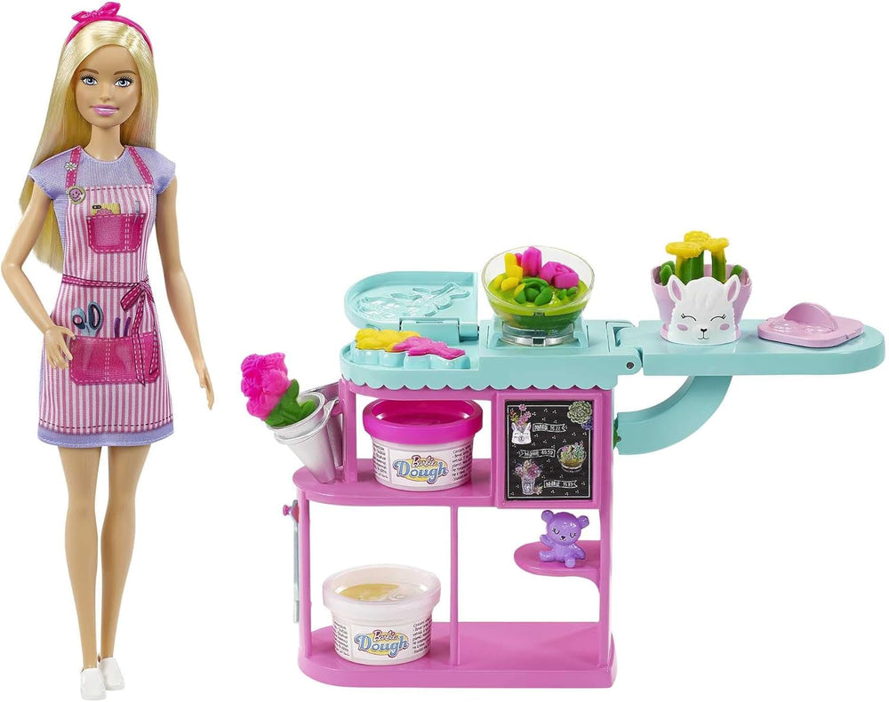 Barbie You Can Be Anything series, Florar, păpușă cu păr blond, lut de modelare pentru flori, accesorii, cadou pentru copii, jucărie de la 3 ani,Gtn58 Papusi Naty Shop Florar