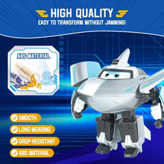 Transformační letadlo Super Wings Supercharged Traver, přibl. 12,7 cm velká dětská hrací figurka Letadlo a figurka robota pro chlapce a dívky starší 3 let Stříbrné akční figurky Naty Shop