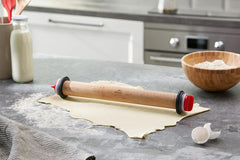 67142 Teigroller Buchenholz 34 cm s Weinringem, Holz, Hnědý, 42 x 6 x 6 cm