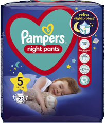 Plenky Pampers (stará verze), noční kalhotky, velikost 5, 22 kusů, 12kg-17kg