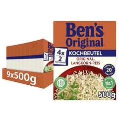 BEN'S ORIGINAL™ Dlouhozrnná rýže, vařená v sáčku, 9 x 500 g, 20 minut