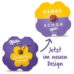 Praline Milka Little Thank You – Ciocolată cu lapte alpină cu umplutură fină de cremă de lapte – 12 x 44g