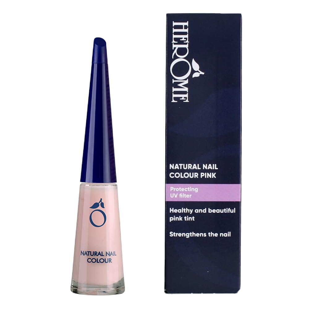 Oja naturală Herome roz cu efect întăritor - Oja potrivită pentru manichiura franțuzească - Întăritor de unghii cu o culoare roz proaspătă - 10ml.