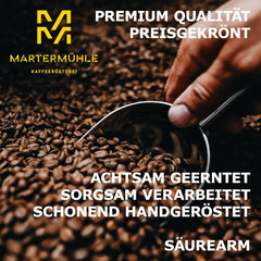 Martermühle Café Crème Kaffeebohnen 500g mittelkräftig I Arabica I Aromen: Brauner Zucker, Haselnuss, Schokolade I Ganze Kaffeebohnen schonend geröstet, säurearm