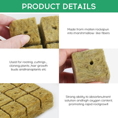 28 kostek Rockwool, sada Rockwool, podložka na pěstování Rockwool, hydroponická pěstební podložka bez půdy, kostka Rockwool, kostky Rockwool na odřezky, klonování, množení 4*4*4cm