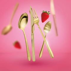 HOMLA Abele Besteckset Für Vier Personen 16-Teilig Edelstahl Hygienisch Elegant Leicht Zu Reinigen Zlatá kuchyně Naty Shop