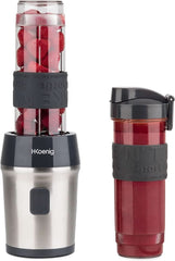 H.Koenig Smoothie Maker SMOO9 - Mini stojanový mixér - Minimixér - 300 Watt - 570 ml - Edelstahl - 2 Kunststoffflaschen - Bpa-Frei, Grau Kuchyně Naty Shop Grau
