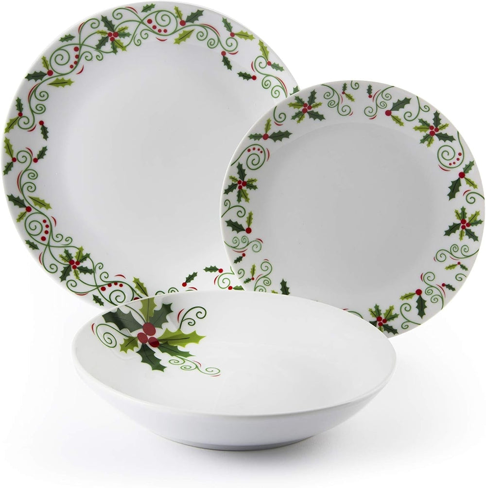 Excelsa 64134 Christmas Holly Tellerservice, 18-Teilig, Porzellan, Weiß Seturi vesela masa Naty Shop Default Title