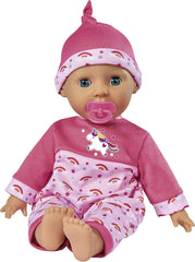 Simba 105140060 - Laura Tickle Baby, păpușă cu corp moale și saltea curcubeu, scoate 25 de sunete de bebeluș, 38 cm, păpușă pentru copii de la 2 ani