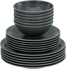 CreaTable, 21627, seria Orient Mandala, set de veselă cu 18 piese, set de farfurii din porțelan, potrivit pentru mașina de spălat vase și cuptorul cu microunde, fabricat în Europa