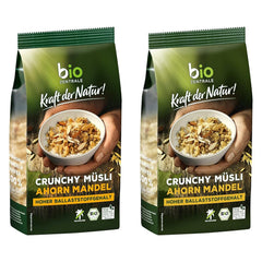Crispy Maple Almond Muesli | 375 g Organic Crunchy Muesli | Ideální na snídani a šálek müsli s sebou | Vegan & Palm Oil Free (Pack of 2)