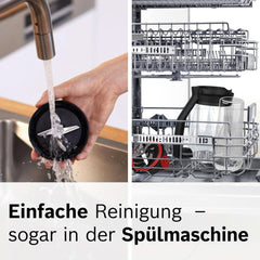 Bosch Standmixer Vitapower Serie 4 MMB6177S, Edelstahl-Klingen Made in Germany, 1,5L Thermosafe Glasbehälter, 0,6L To-Go-Flasche, Stopfer, Universalzerkleinerer, 30 000 U/Min, 1200 W, Silver Kitchen Naty Shop