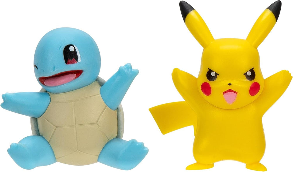 Pokémon PKW3586 - Balíček bitevních figurek - Oficiální detailní figurky Pikachu a Schiggy 5 cm každá akční figurka Naty Shop Pikachu a Schiggy
