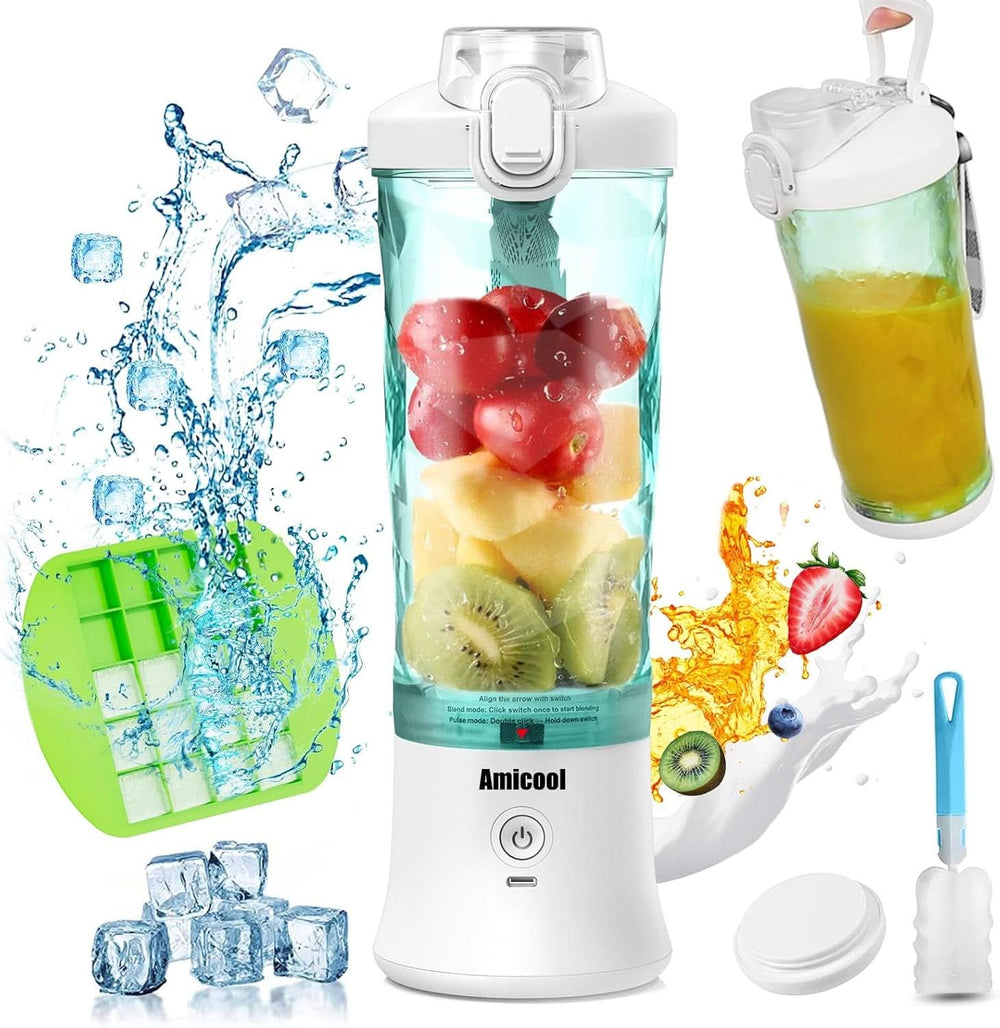 Mixér Smoothie Maker to Go, Mini Standmixer Tragbar Mit 6-Klingen Edelstahl, Enstafter Mit Reisedeckel, USB přenosný mixér Elektrisch 600 ml láhev, Mixer Shaker Slushy Maker Wasserdichter Bucatarie Naty Shop