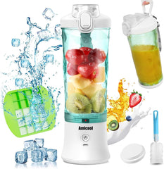 Mixér Smoothie Maker to Go, Mini Standmixer Tragbar Mit 6-Klingen Edelstahl, Enstafter Mit Reisedeckel, USB přenosný mixér Elektrisch 600 ml láhev, Mixer Shaker Slushy Maker Wasserdichter Bucatarie Naty Shop