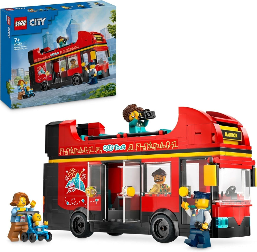 LEGO City dvoupatrový autobus, dvoupatrový autobus na hraní, sada vozidel pro dívky a chlapce od 7 let, obsahuje 5 figurek, včetně miminka v kočárku 60407 Stavebnice Besuche den LEGO-Store Výchozí název