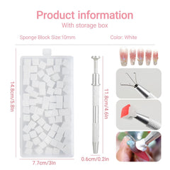 Nägel Selber Machen ,Nageldesign-Hilfsmittel,100 Stück Nail Art Schwämme Mit Metallgreifer, Schwammpinsel & Sponge Brush Applikator Für Gradient Nail Art Designs
