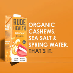 Rude Health 6 x 1 litr Bio-kešu-drink, 100% přírodní Bio-Getränk, glutenfrei, ungesüßt, preisgekrönt, gesund & vegan, 100% recyklované balení