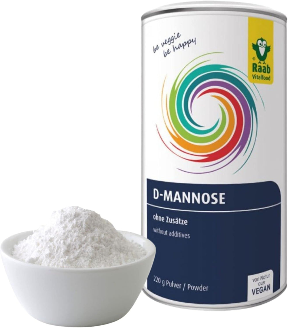 Raab Vitalfood® D-Mannose Pulver (220 G) - Frei Von Zusätzen, Vegan, Glutenfrei, Gut Löslich, Mit Meßlöffel in Der Dose, Vorratspackung, 100% D-Mannose (Gewonnen Aus Mais) Sladidla 20 G Naty Shop1E2r