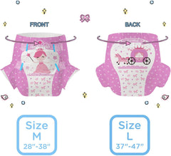 Plenky pro dospělé CutiePlusU, 10 kusů, jednorázové inkontinenční kalhotky s prostěradlem pro ženy a muže, maximální savost přes noc - malá princezna (velká velikost 94-119 cm)