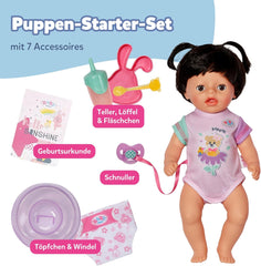 BABY Born Amy - Păpușă de 36 cm - Păpușă bebeluș cu 7 funcții pentru copii mici de la 1 an - Funcționează fără baterii - Include accesorii și saltea