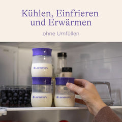 Lansinoh Muttermilchflaschen, 4 X 160 Ml - Zur Sicheren Muttermilch Austellungen - Neues Kompaktes Design Für Verbesserte Stabilität - Mit Stapelbarem Deckel Příslušenství Jídlo a kojení Bebe Naty Shop