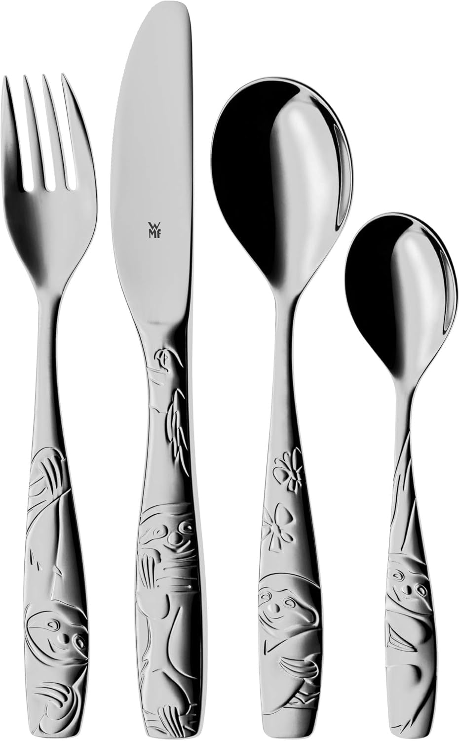 Set de tacâmuri pentru copii WMF Sloth 4 piese, de la 3 ani, Cromargan lustruit, rezistent la spălarea vaselor Naty Shop