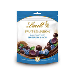 Lindt Chocolate Sensation Fruit Borůvka a Acai | 150 g | Kulička z hořké čokolády s rafinovanou ovocnou náplní na bázi jablka | Čokoládový dárek | Čokoládový dárek