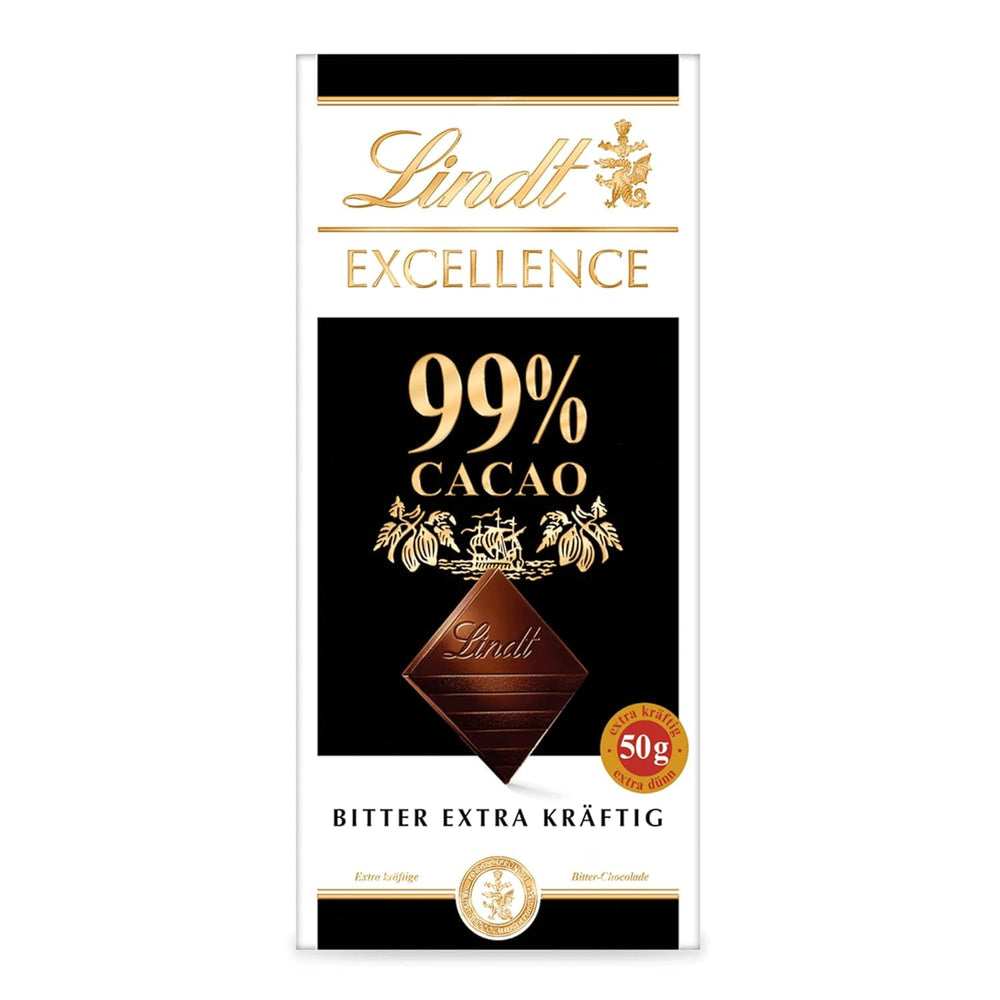Lindt EXCELLENCE 99% Kakao - Edelbitter-Chocolate | 50 G Tafel | Extra Kräftige Hořká čokoláda | Zesilovač Kakao-Geschmack | Hořká čokoláda | Veganská čokoláda | Schokoladengeschenk Naty Shop Výchozí název