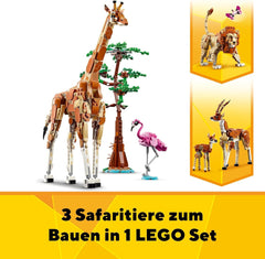 LEGO Creator 3v1 Animal Safari, kreativní sada s figurkami zvířat, 3 možnosti stavění: Hračka žirafa, gazela a lev, hračka zvířátka pro dívky a chlapce, přírodní dárek pro děti od 9 let 31150 Stavebnice Beuche den LEGO-Store