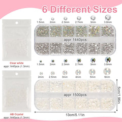 5820 Stück Strasssteine Nägel, Glitzersteine Nägel Und Halbrunde Perlen, AB Kristall Rhinestones, Flatback Nagel Steine Mit Pinzette Und Stift Für Nagel/Diy (Mehrere Größen Und Farben)