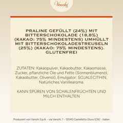 Venchi - Chocoviar kostky 75% - Pralinky s náplní "Cuor di Cacao", extra hořká čokoláda a Chocoviar granule 75% - 1 kg hromadné balení - Vegan - Bez lepku