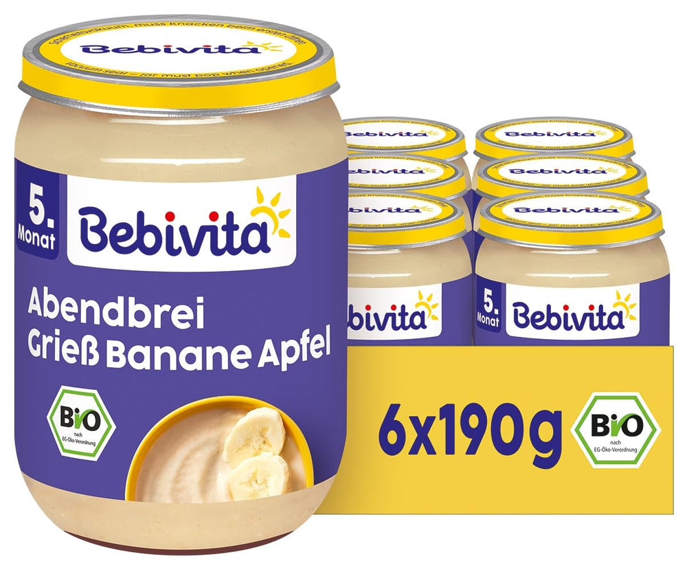 Terci de seară griș-banană-măr, 190g pachet de 6 (6x190g)