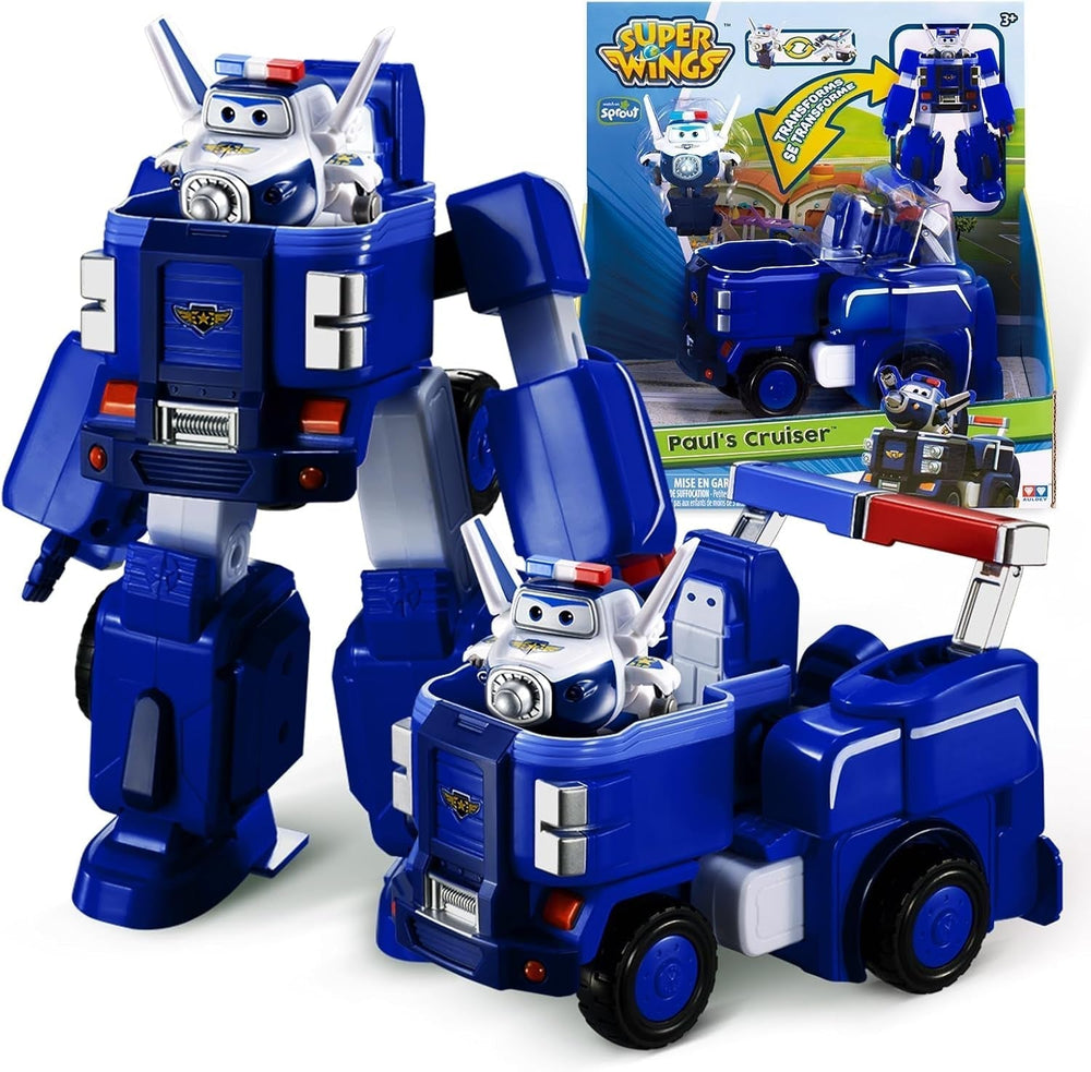SUPER WINGS - KONVERTIBILNÍ ROBOTNÍ VOZIDLO "PAUL'S CRUISER" 18 Cm + 1 OBRÁZEK 5 Cm - autíčko a letadlo Transform-A-Bots z animovaného seriálu - Hračky pro děti od 3 let Akční figurky Naty Shop Paul's Cruiser