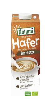 Natumi Bio Hafer Barista, 8 x 1L - bez laktózy, Aufschäumbar, Barista-Style, Bio, Hergestellt mit deutschem Hafer, Vegan, Milchfreie Milchfreie Alternative